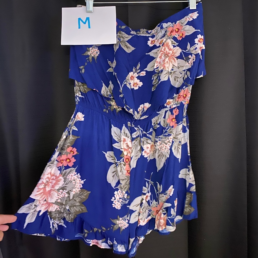 Strapless floral romper